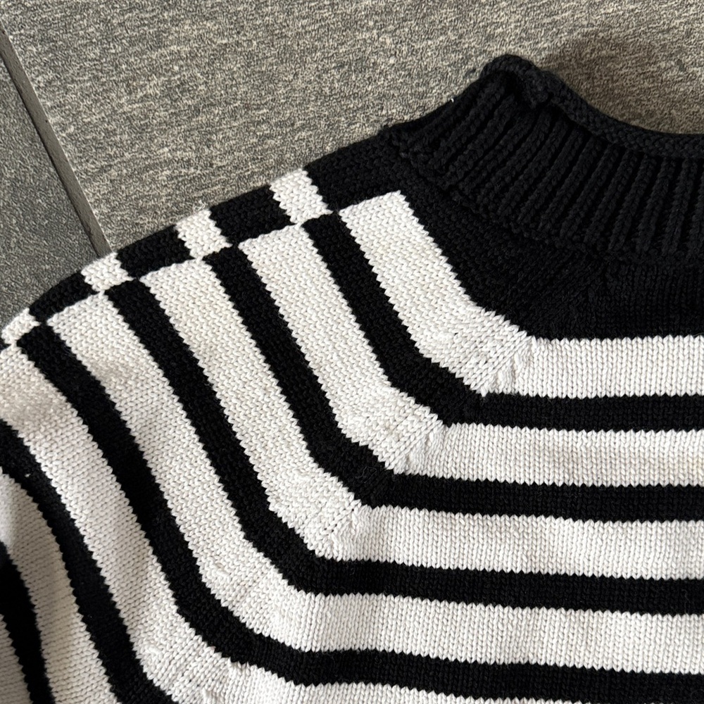 Michael Kors Black & White Striped Crewneck Sweater - Picture 9 of 13